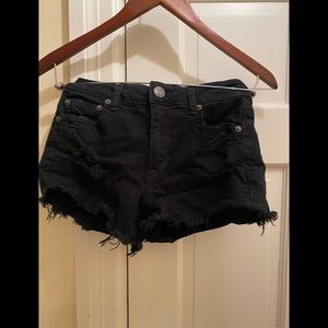 high rise distressed shorts